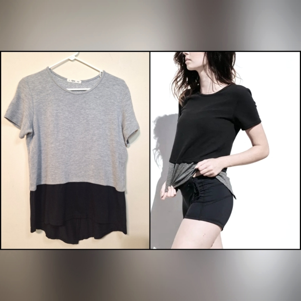 🇨🇦 Tonic Active medium shortsleeve grey and black bamboo cotton active top